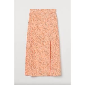 H&M Floral Print Midi Skirt Size 8 Side Slit Festival Bohemian Vacation Colorful